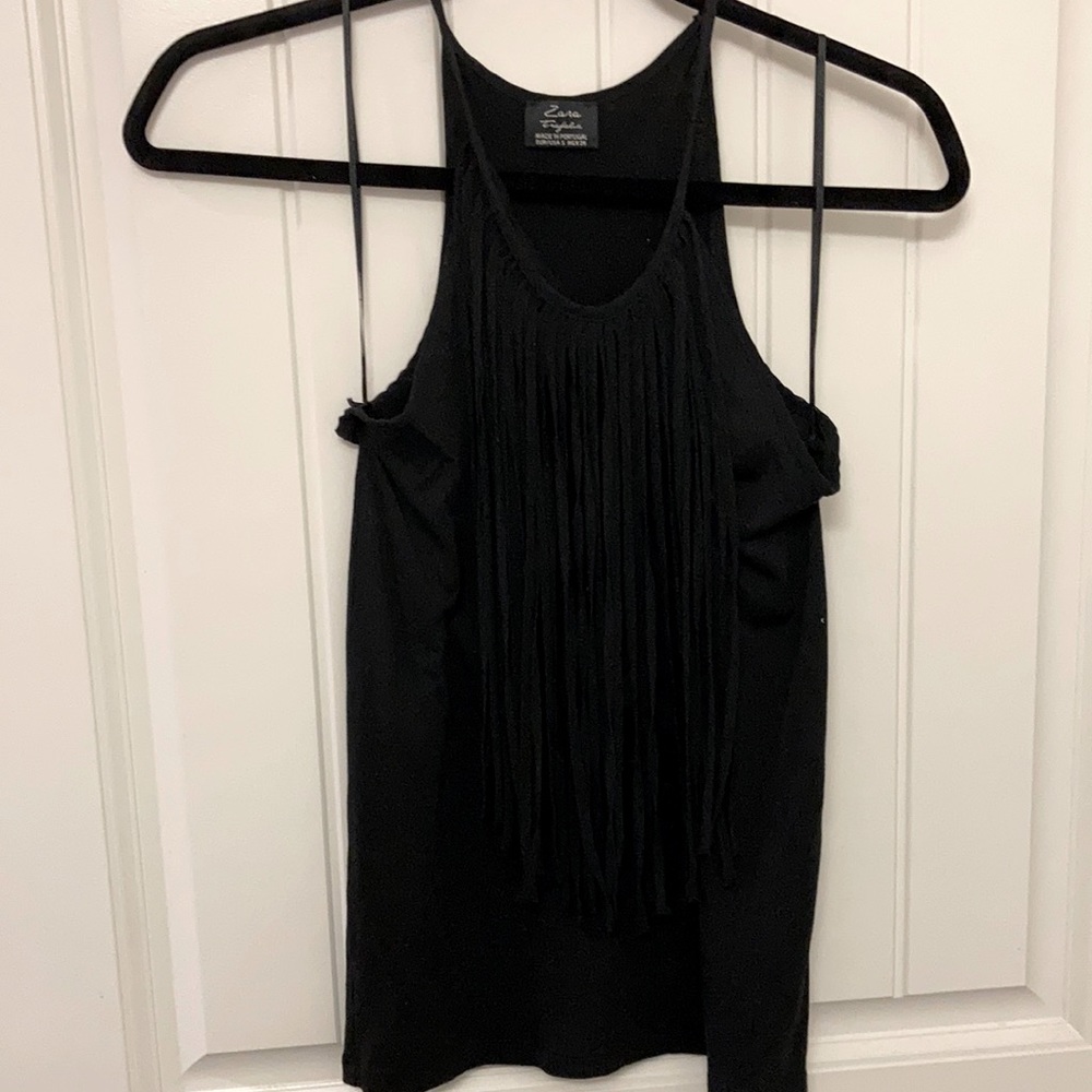 Zara fringe halter neck tank top